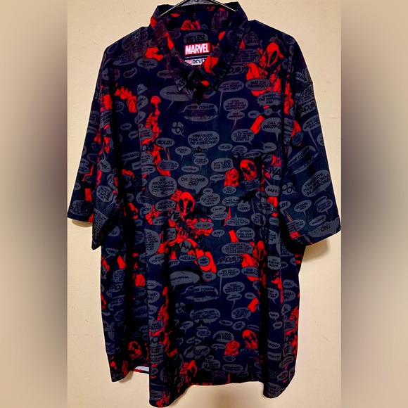 Marvel Other - RSVLTS MARVEL DEADPOOL short sleeve collared button down tshirt KunuFLEX